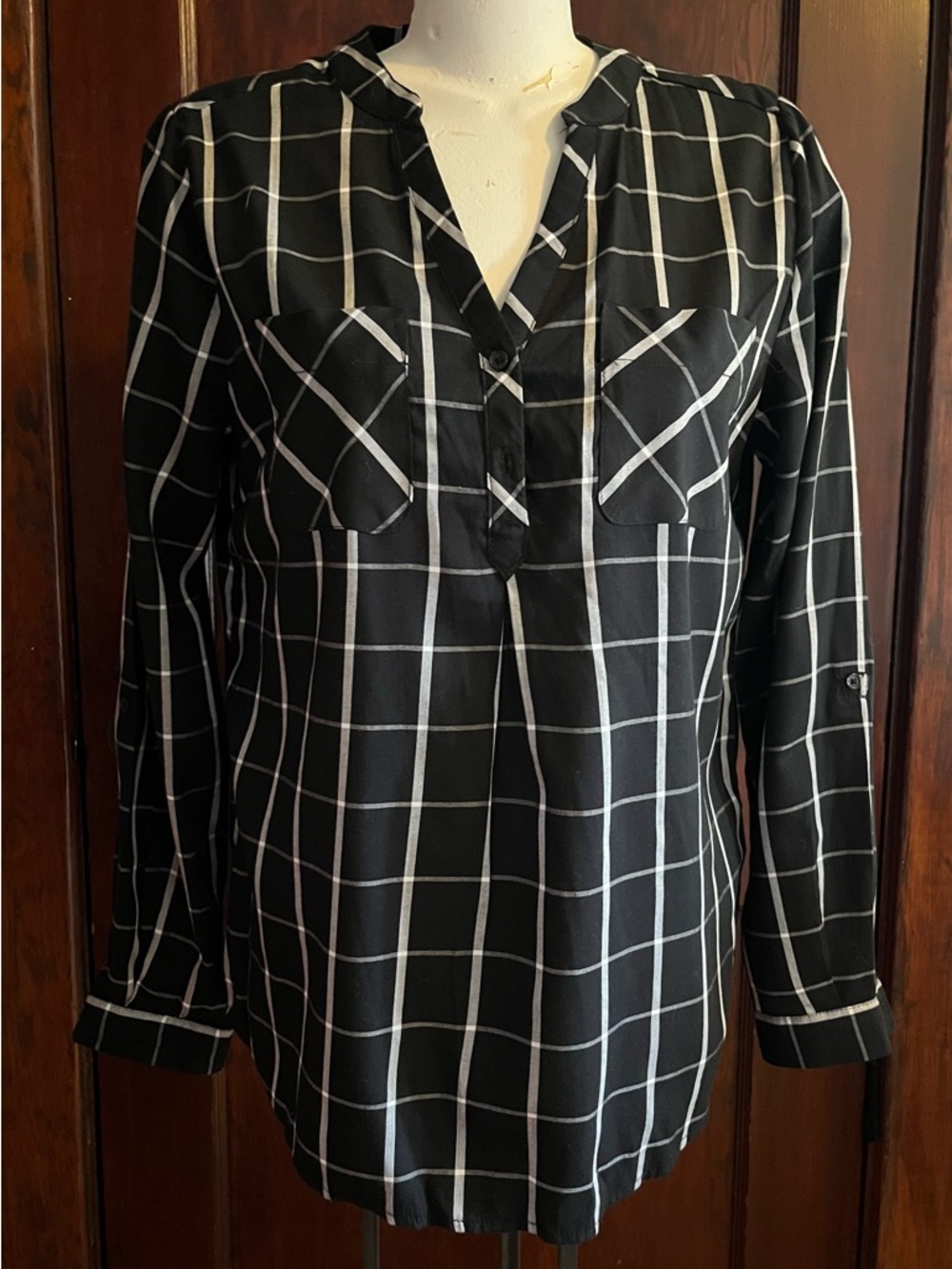 Weatherproof Black Button Blouse - Size Large